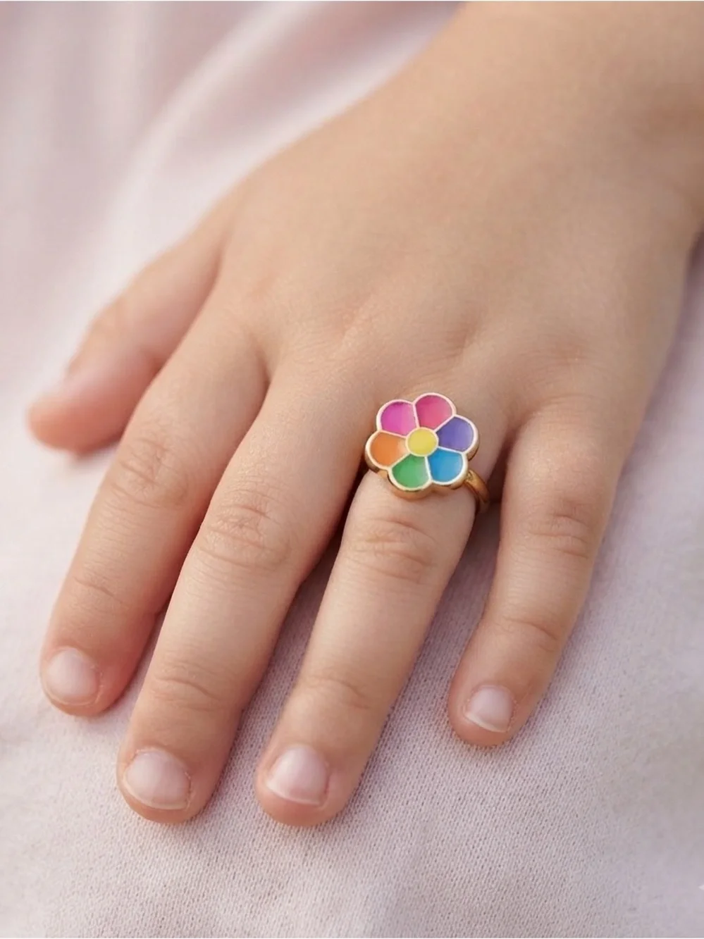 Kids Multicolor Enamel Character Ring Set
